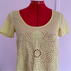 THE KOOPLES Pale Yellow Eyelet Blouse, Country Prairie, 100% Cotton, Summer, XS